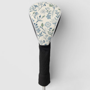 Couvre-club De Golf Motif botanique de prairie de fleurs sauvages bleu