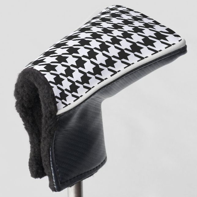 Couvre-club De Golf Motif classique Golfer Black Pepita Houndstooth (Devant 3/4)