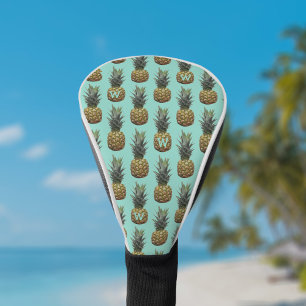 Couvre-club De Golf Motif d'ananas cute Monogramme Robin Oeuf Bleu