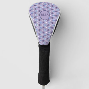 Couvre-club De Golf Motif d'aquarelle de couleur violet monogramme