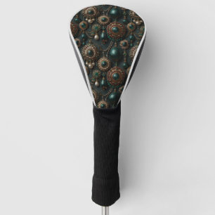 Couvre-club De Golf Motif de bijoux de luxe vintage émeraude et perle