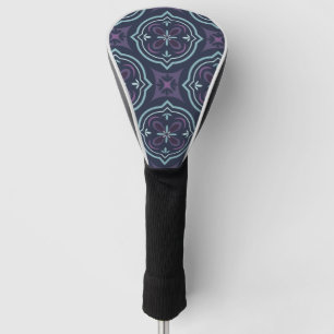 Couvre-club De Golf motif de carrelage floral bleuâtre