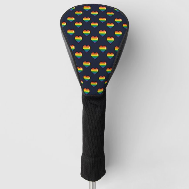 Couvre-club De Golf Motif de coeur Rainbow 8 Bit (Devant)