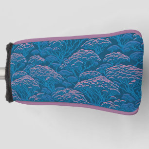 Couvre-club De Golf Motif De Corail Bleu Et Rose