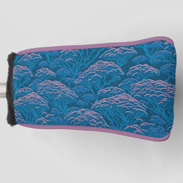 Couvre-club De Golf Motif De Corail Bleu Et Rose (Devant)