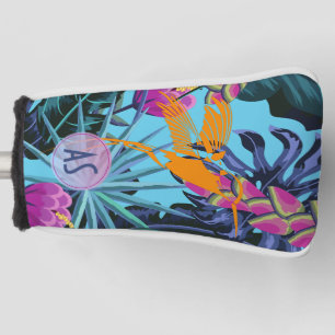 Couvre-club De Golf Motif de feuillage tropical gras avec colibri