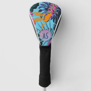Couvre-club De Golf Motif de feuillage tropical gras avec colibri