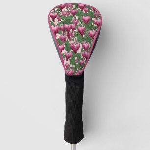 Couvre-club De Golf Motif de fleur de coeur à saignement rose