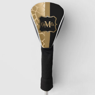 Couvre-club De Golf Motif de girafe noire et dorée