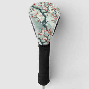 Couvre-club De Golf Motif de lavis à l'encre de prunier rouge et de sa