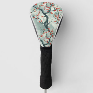Couvre-club De Golf Motif de lavis à l'encre de prunier rouge et de sa