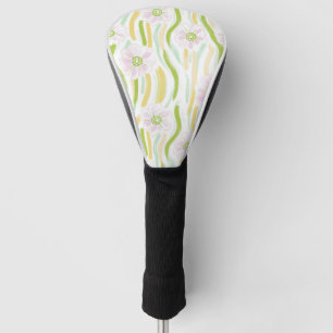 Couvre-club De Golf Motif de ligne florale abstrait moderne (4)