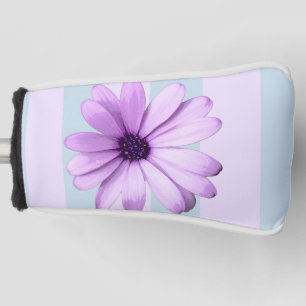 Couvre-club De Golf motif de marguerite rayée de bleu et de violet