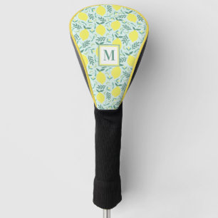 Couvre-club De Golf motif de monogramme botanique de citron