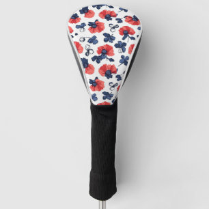 Couvre-club De Golf Motif de pépites d'aquarelle - Rouge, Bleu et Blan