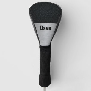 Couvre-club De Golf Motif de plaque en argent et en diamant noir avec