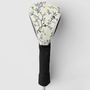 Couvre-club De Golf Motif de toile florale vintage bleu (1)