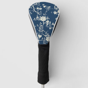 Couvre-club De Golf Motif de toile florale vintage bleu (11)