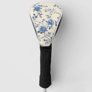 Couvre-club De Golf Motif de toile florale vintage bleu (6)