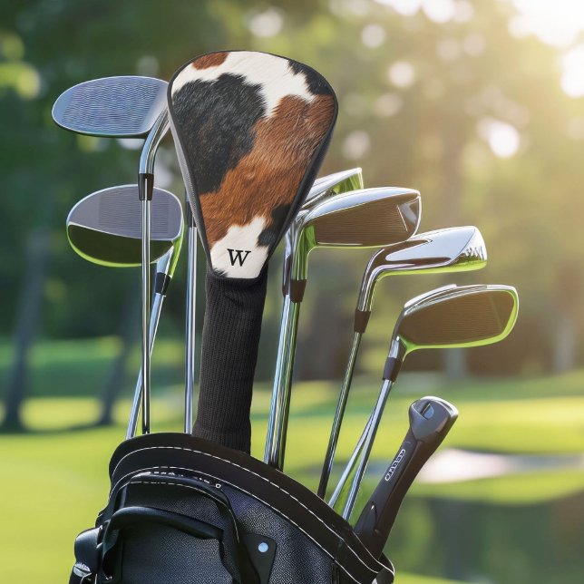 Couvre-club De Golf Motif de vache à l'ouest rustique avec Monogramme (Créateur téléchargé)