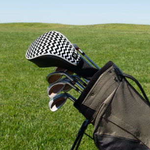 Couvre-club De Golf Motif de zigzag en chevron noir et blanc