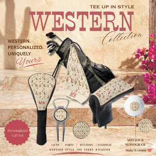Couvre-club De Golf Motif dessiné à la main de style Country Western a