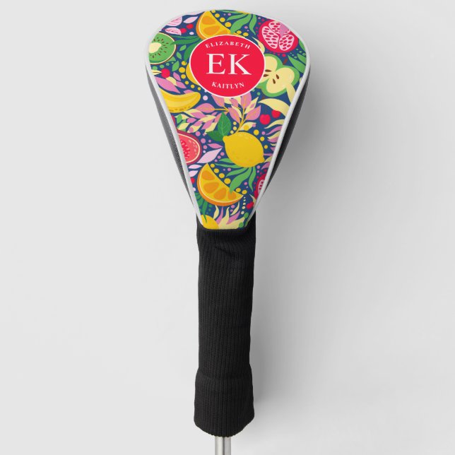 Couvre-club De Golf Motif d'été pour le Monogramme de fruits tropicaux (Devant)