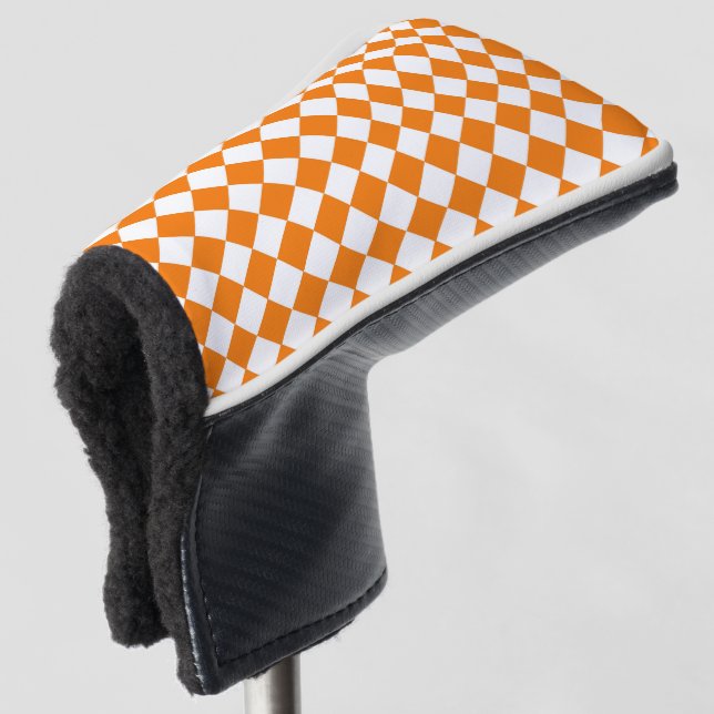 Couvre-club De Golf Motif diamant Orange White Checker (Devant 3/4)