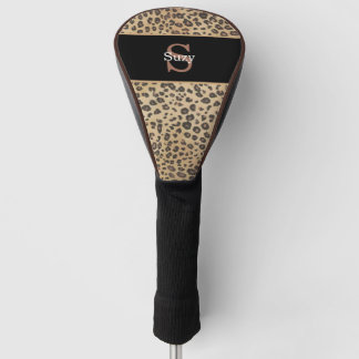 Couvre-club De Golf Motif Empreinte de léopard Cheetah Monogramme init