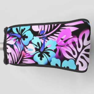 Couvre-club De Golf Motif fleuri hawaïen Rose tropical Bleu aqua