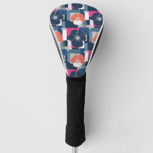Couvre-club De Golf Motif floral à l'hibiscus bleu élégant (1)