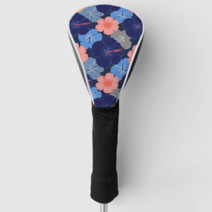 Couvre-club De Golf Motif floral à l'hibiscus bleu élégant (11)