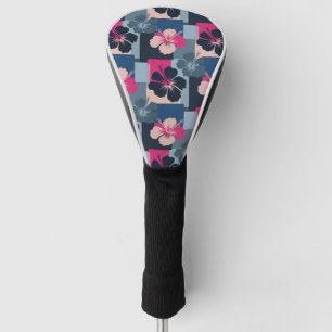 Couvre-club De Golf Motif floral à l'hibiscus bleu élégant (13)