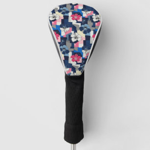 Couvre-club De Golf Motif floral à l'hibiscus bleu élégant (4)