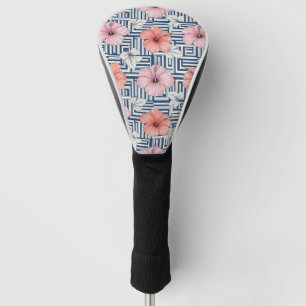Couvre-club De Golf Motif floral à l'hibiscus bleu élégant (6)