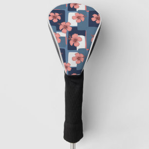 Couvre-club De Golf Motif floral à l'hibiscus bleu élégant (8)