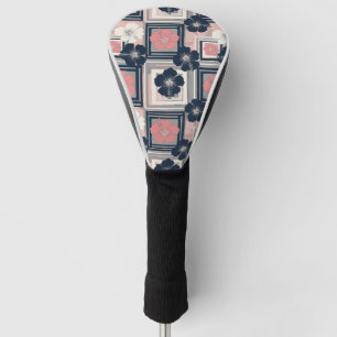 Couvre-club De Golf Motif floral à l'hibiscus bleu élégant (9)