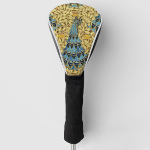 Couvre-club De Golf Motif floral au paon bleu Art nouveau vintage