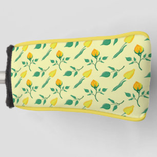 Couvre-club De Golf Motif floral avec rose jaune et fleurs de tulipe