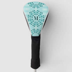 Couvre-club De Golf Motif floral, bleu Turquoise initial