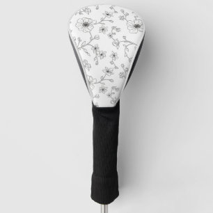 Couvre-club De Golf Motif floral sans couture minimaliste en ligne art