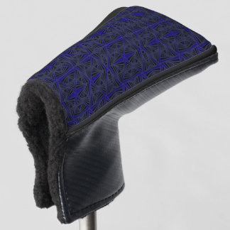Couvre-club De Golf Motif géométrique bleu et noir.