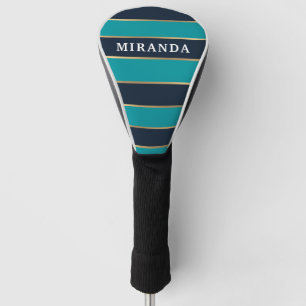 Couvre-club De Golf Motif Gras bleu marine Gold Stripe