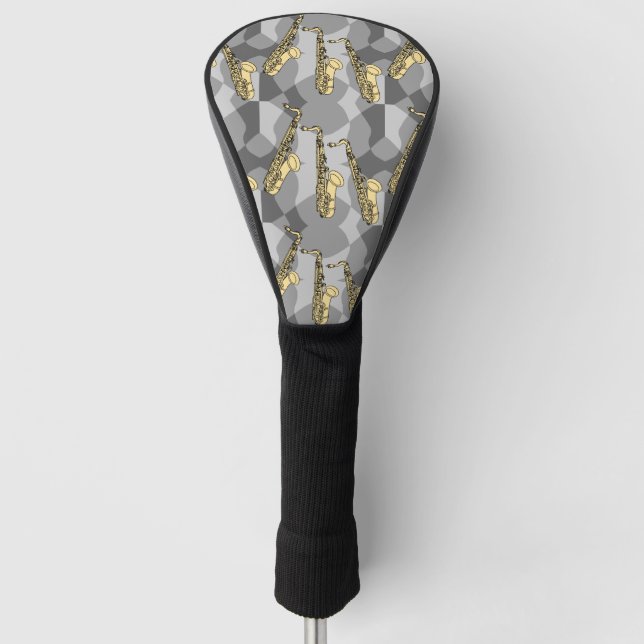 Couvre-club De Golf Motif Gris de Saxophone Bizarre (Devant)