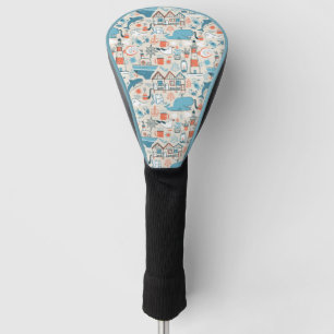 Couvre-club De Golf Motif mignon de griffonnage de la Mer du Nord