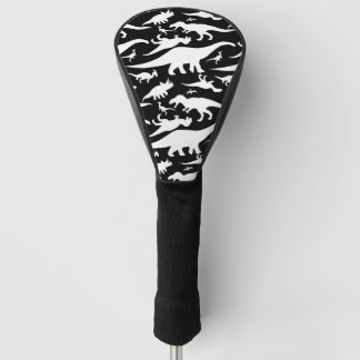 Couvre-club De Golf Motif noir et blanc de dinosaure