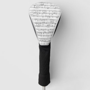 Couvre-club De Golf Motif noir et blanc de musique de feuille