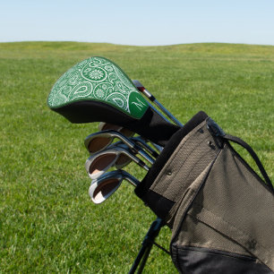 Couvre-club De Golf Motif Paisley vintage blanc et vert