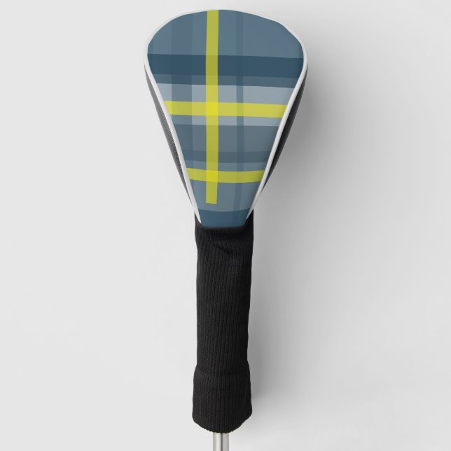 Couvre-club De Golf Motif plaid bleu et jaune (Devant)