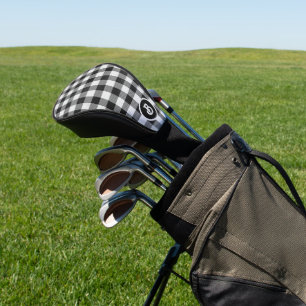 Couvre-club De Golf Motif plaid noir et blanc no 2